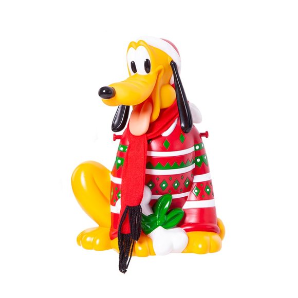 Disney Parks Pluto Christmas Popcorn Bucket Red Sweater Santa Hat Lanyard  littl - Picture 2 of 13